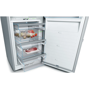 Bosch Series 8, No Frost, 309 L, aukštis 186 cm, nerūdijančio plieno - Šaldytuvas