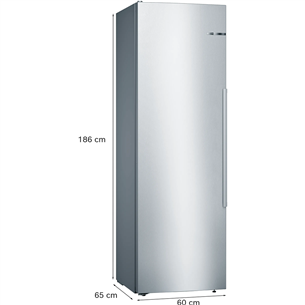 Bosch Series 8, No Frost, 309 L, aukštis 186 cm, nerūdijančio plieno - Šaldytuvas