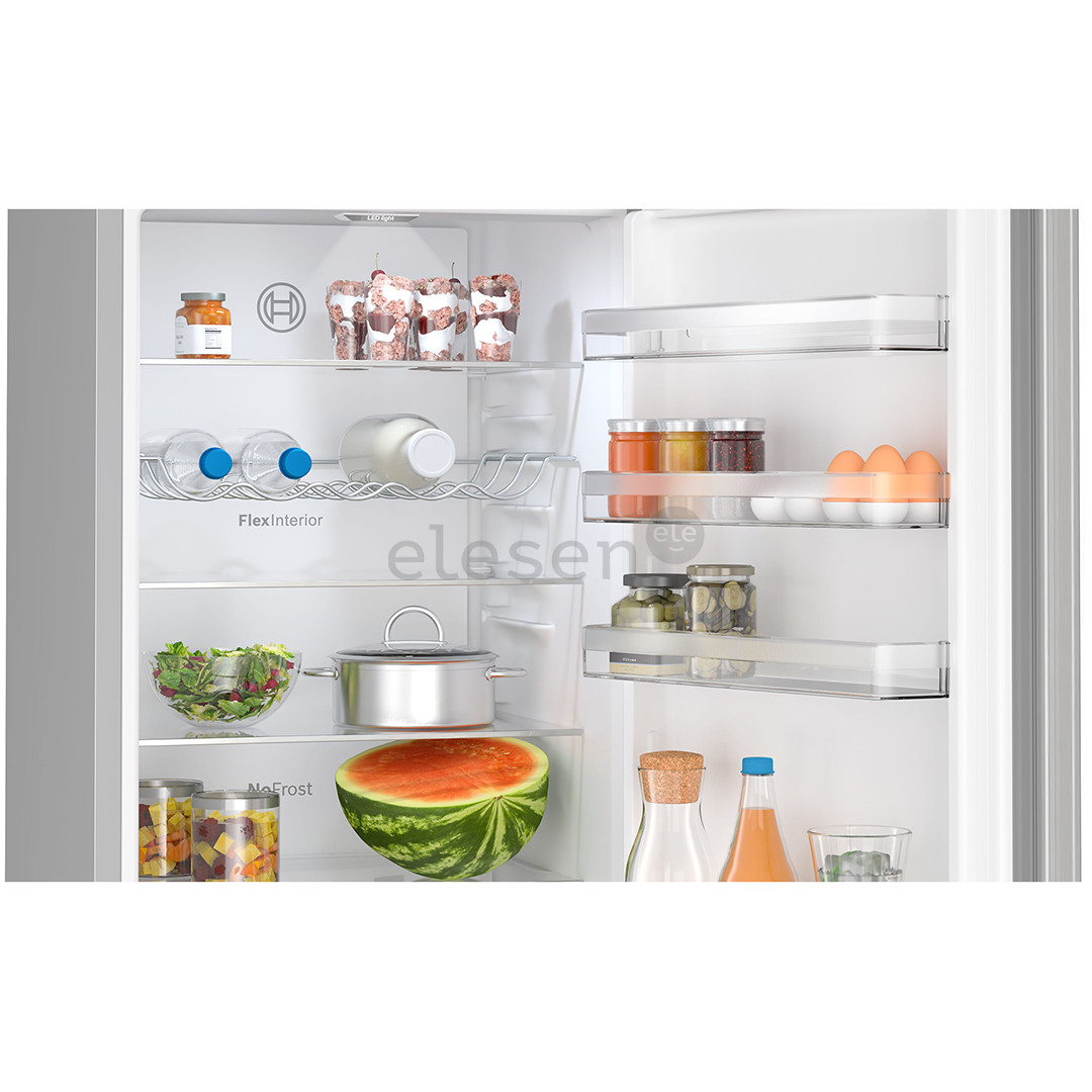 Bosch, Series 4, NoFrost, 363 L, aukštis 203 cm, nerūdijančio plieno - Šaldytuvas