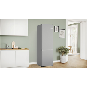 Bosch, Series 4, NoFrost, 363 L, aukštis 203 cm, nerūdijančio plieno - Šaldytuvas