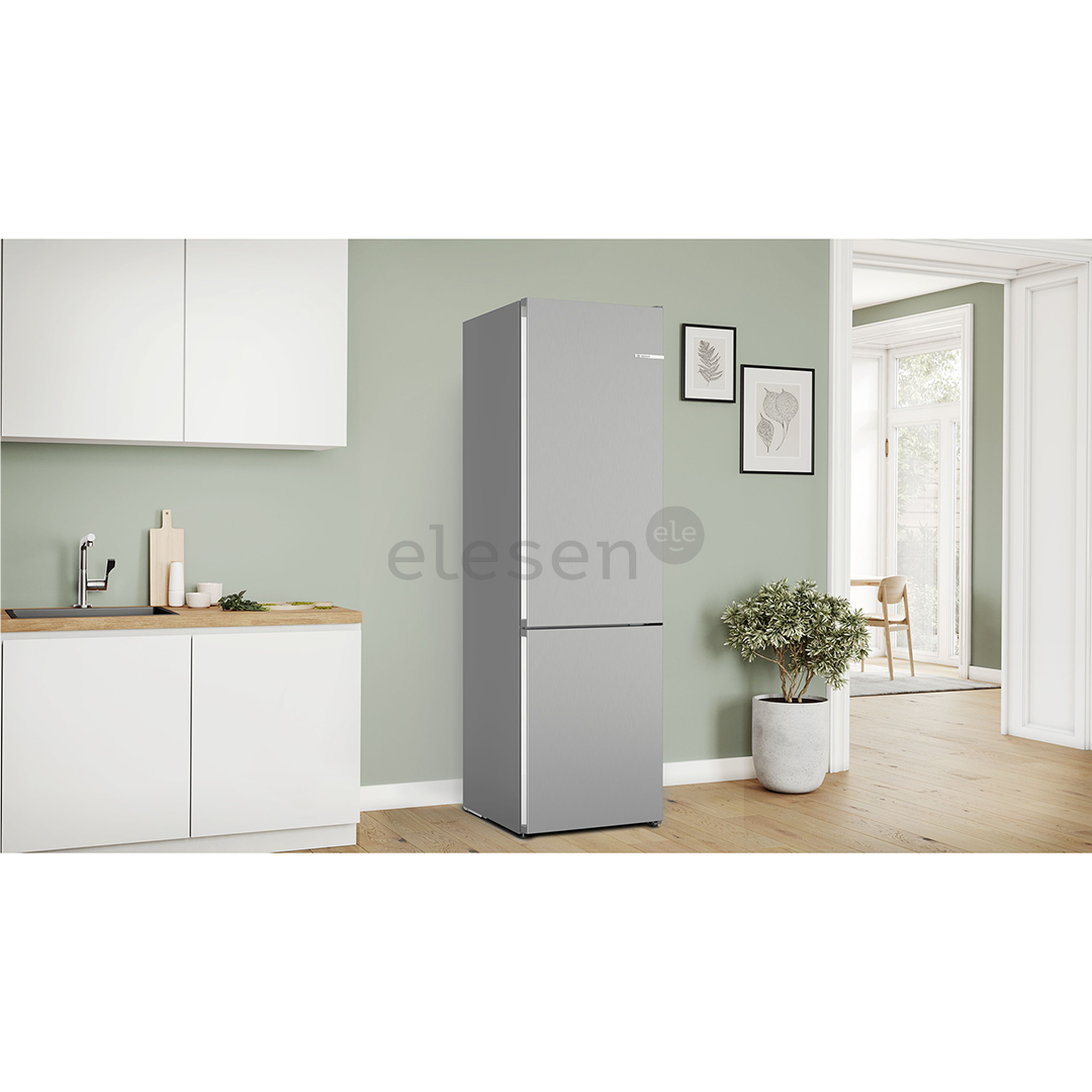 Bosch, Series 4, NoFrost, 363 L, aukštis 203 cm, nerūdijančio plieno - Šaldytuvas