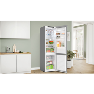 Bosch, Series 4, NoFrost, 363 L, aukštis 203 cm, nerūdijančio plieno - Šaldytuvas