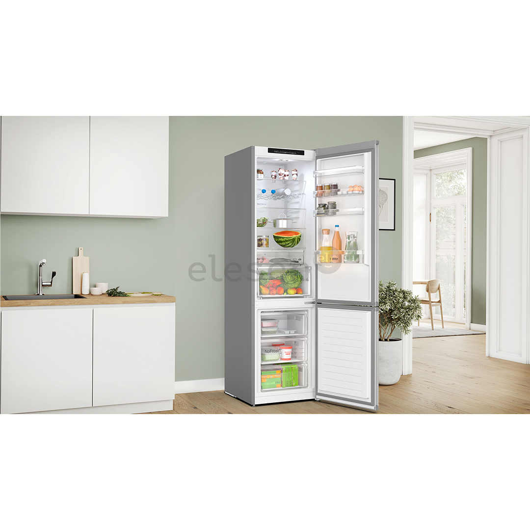Bosch, Series 4, NoFrost, 363 L, aukštis 203 cm, nerūdijančio plieno - Šaldytuvas