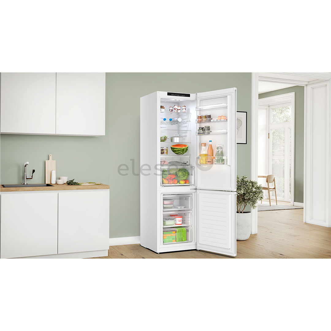 Bosch, Series 4, NoFrost, 363 L, aukštis 203 cm, baltas - Šaldytuvas
