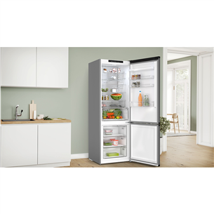 Bosch, Series 4, NoFrost, 440 L, aukštis 203 cm, tamsiai pilkas - Šaldytuvas