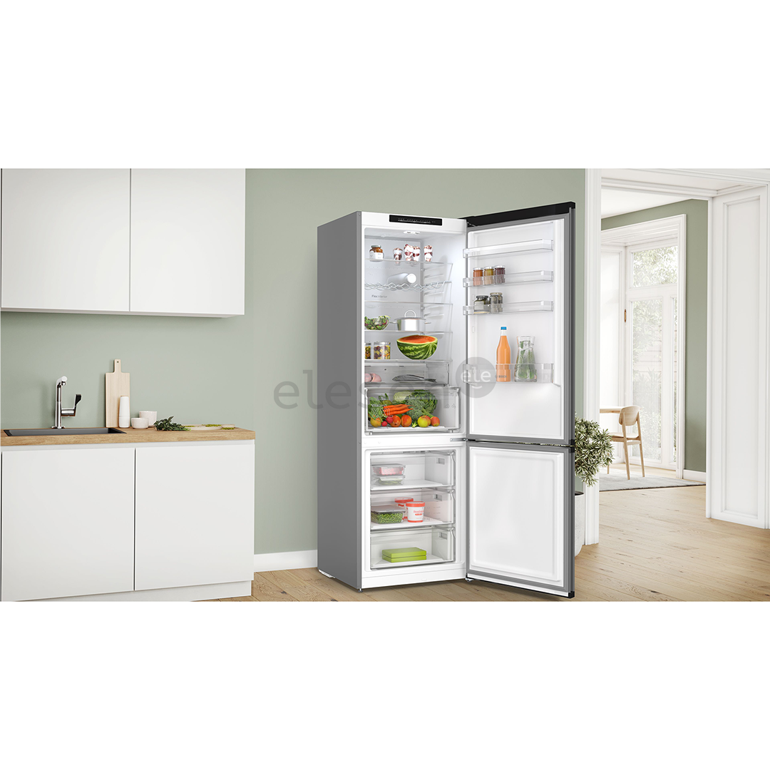 Bosch, Series 4, NoFrost, 440 L, aukštis 203 cm, tamsiai pilkas - Šaldytuvas