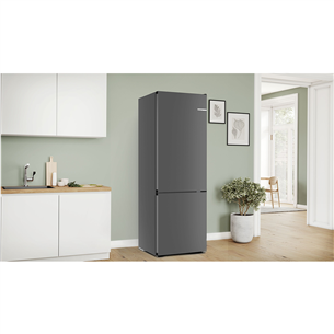 Bosch, Series 4, NoFrost, 440 L, aukštis 203 cm, tamsiai pilkas - Šaldytuvas
