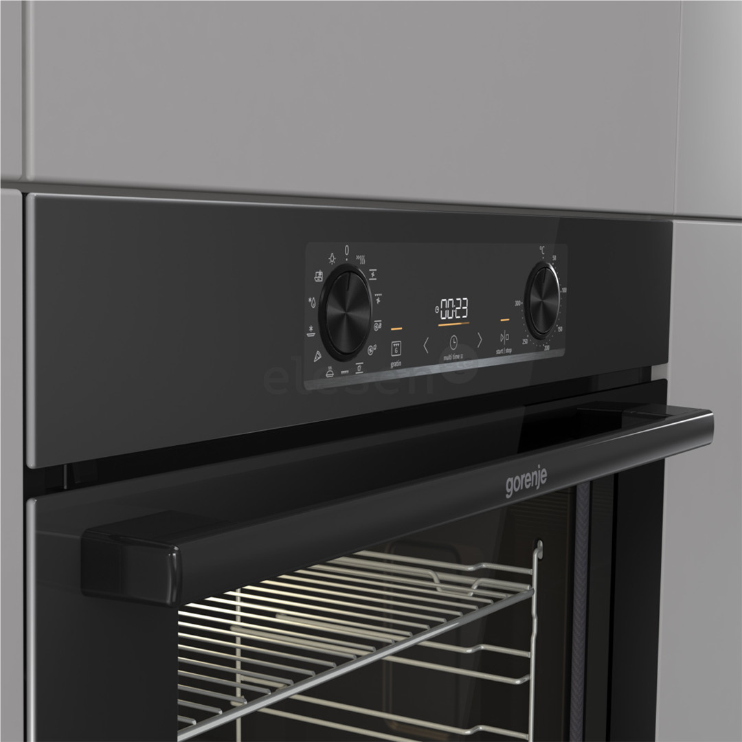 Gorenje, 77 L, pyrolytic cleaning, black - Built-in oven