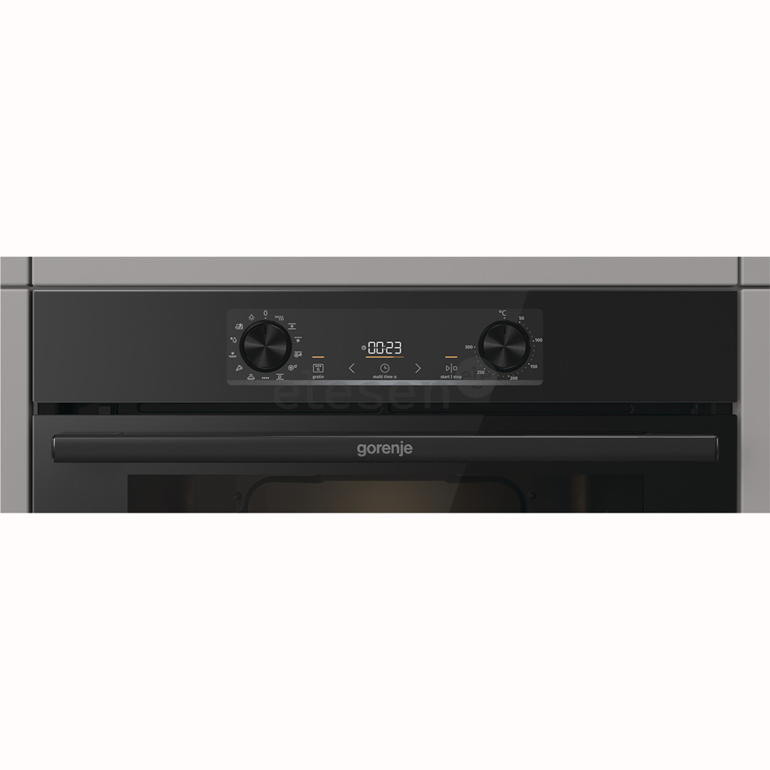 Gorenje, 77 L, pyrolytic cleaning, black - Built-in oven