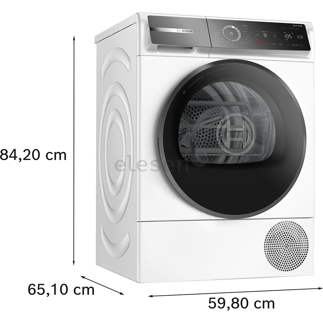 Bosch, Series 8, 9 kg, depth 61.3 cm - Clothes dryer