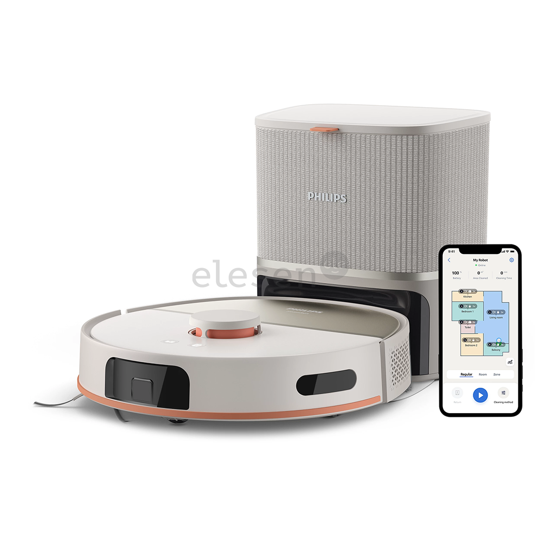 Philips HomeRun 5000 Series, сухая и влажная уборка, бежевый - Робот-пылесос