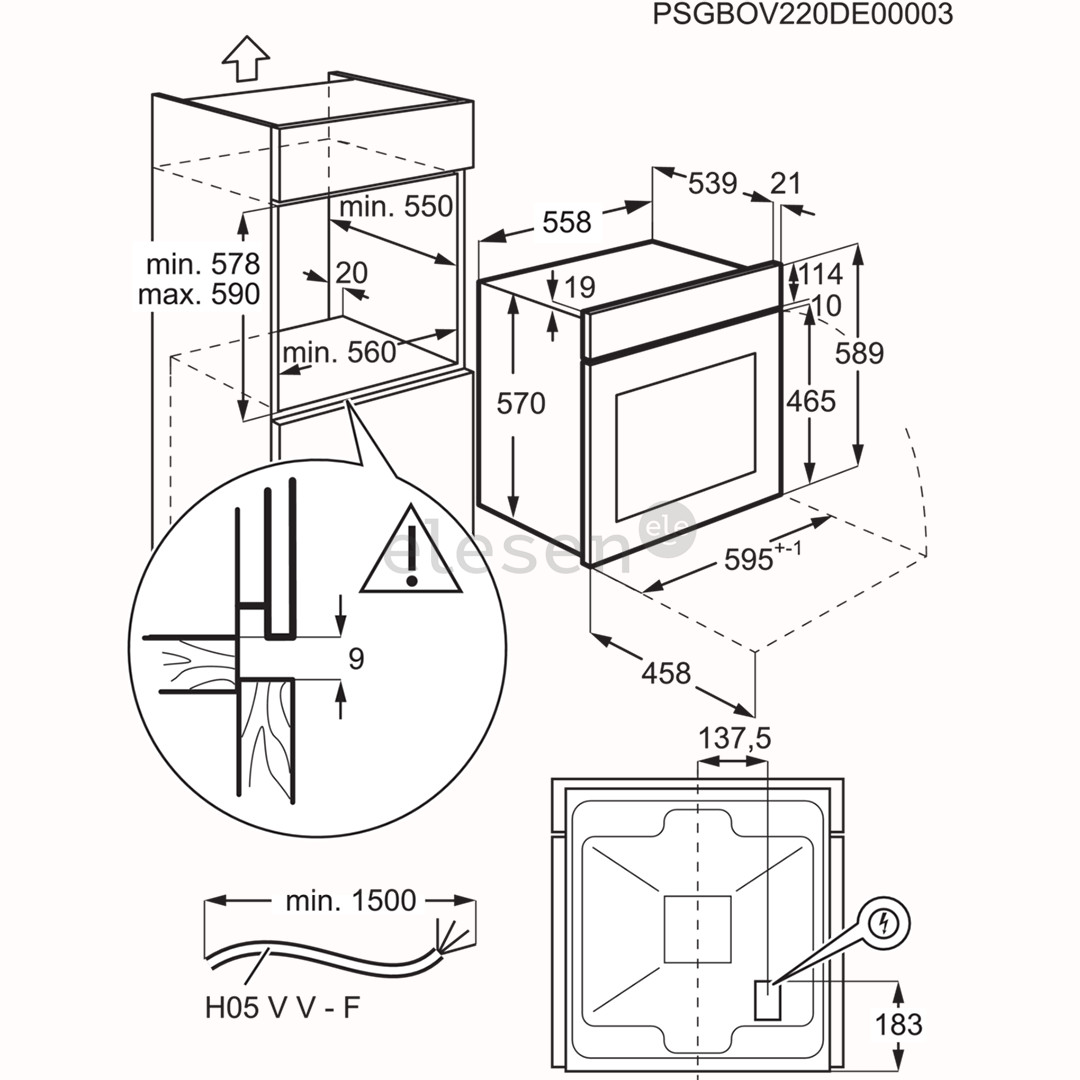 Electrolux 300 Series Convection, 65 L, nerūdijančio plieno - Įmontuojama orkaitė