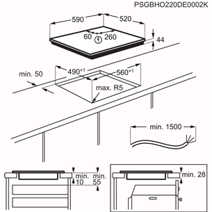 AEG 5000 Series, Hob2Hood, plotis 59 cm, juoda - Įmontuojama indukcinė kaitlentė