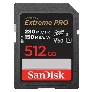 SanDisk Extreme Pro, UHS-II, SDXC, 512 GB, black - Memory card SDSDXEP-512G-GN4IN