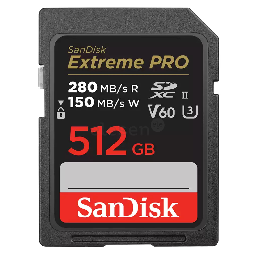 SanDisk Extreme Pro, UHS-II, SDXC, 512 GB, juoda - Atminties kortelė