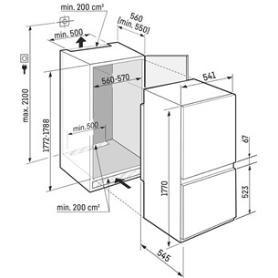 Liebherr, BioFresh, SmartFrost, 255 L, height 177 cm - Built-in Refrigerator