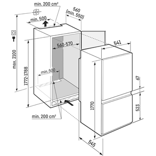 Liebherr, BioFresh, SmartFrost, 255 L, aukštis 177 cm - Įmontuojamas šaldytuvas