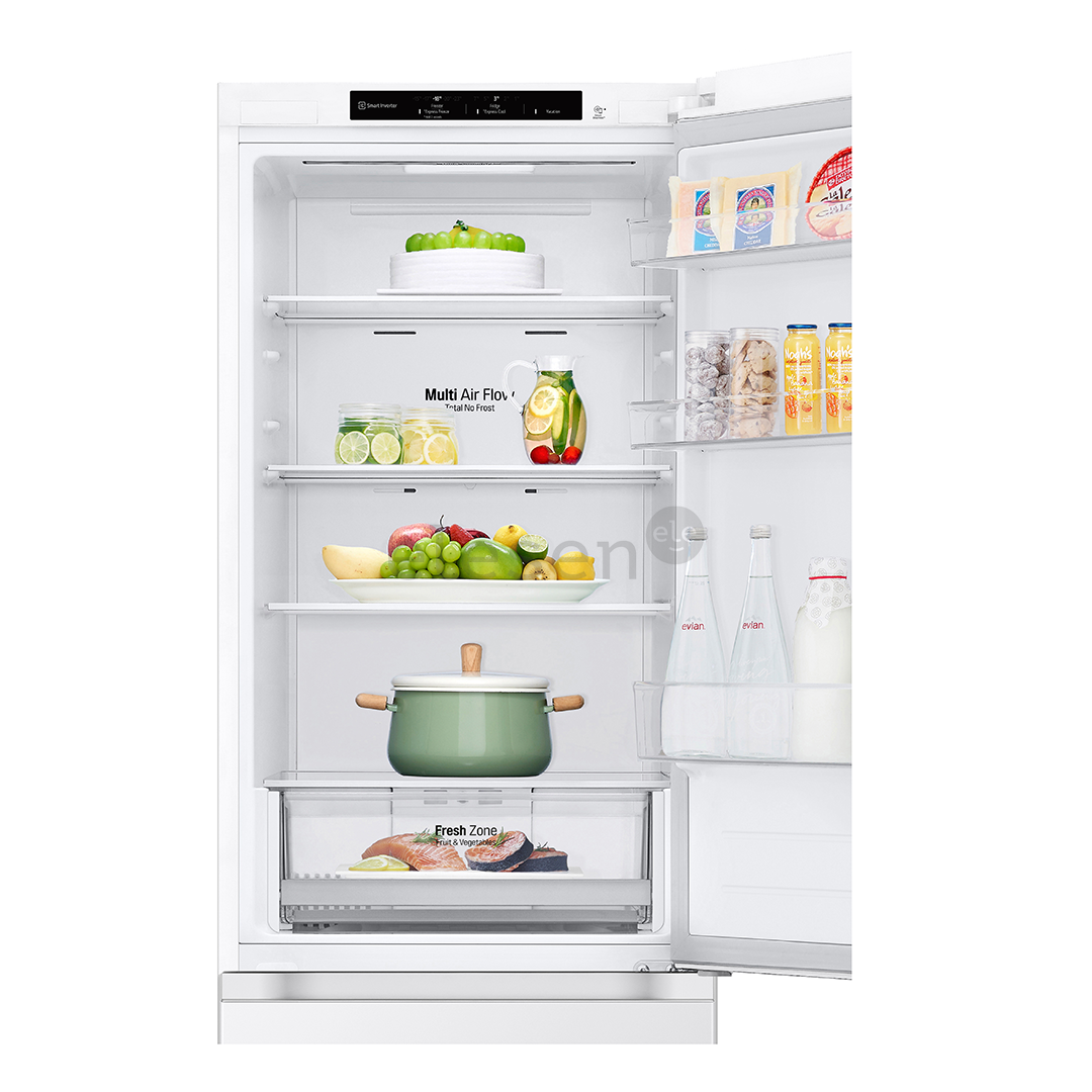 LG NatureFRESH, NoFrost, 344 L, aukštis 186 cm, baltas - Šaldytuvas
