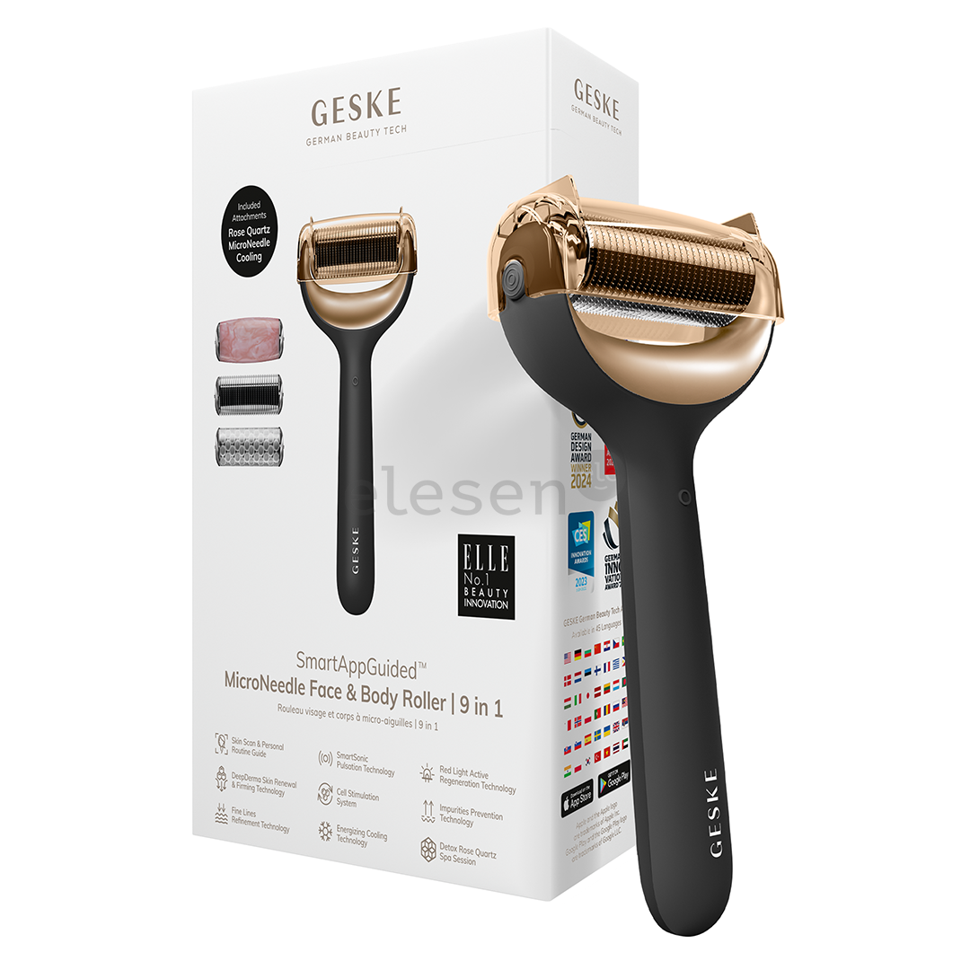 Geske MicroNeedle Face & Body Roller | 9 in 1, pilkas - Veido odos priežiūros prietaisas