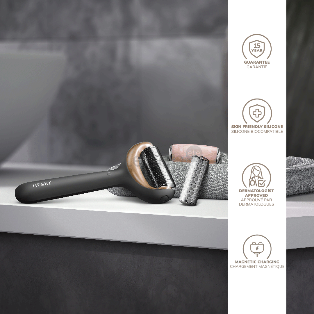 Geske MicroNeedle Face & Body Roller | 9 in 1, pilkas - Veido odos priežiūros prietaisas