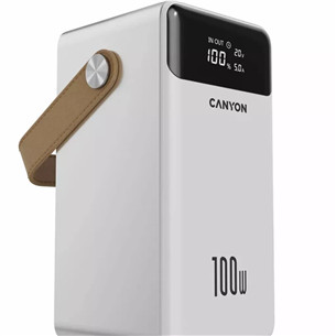 Canyon OnPower 610, 60 000 mAh, 100 W, USB-A, USB-C, balta - Išorinė baterija