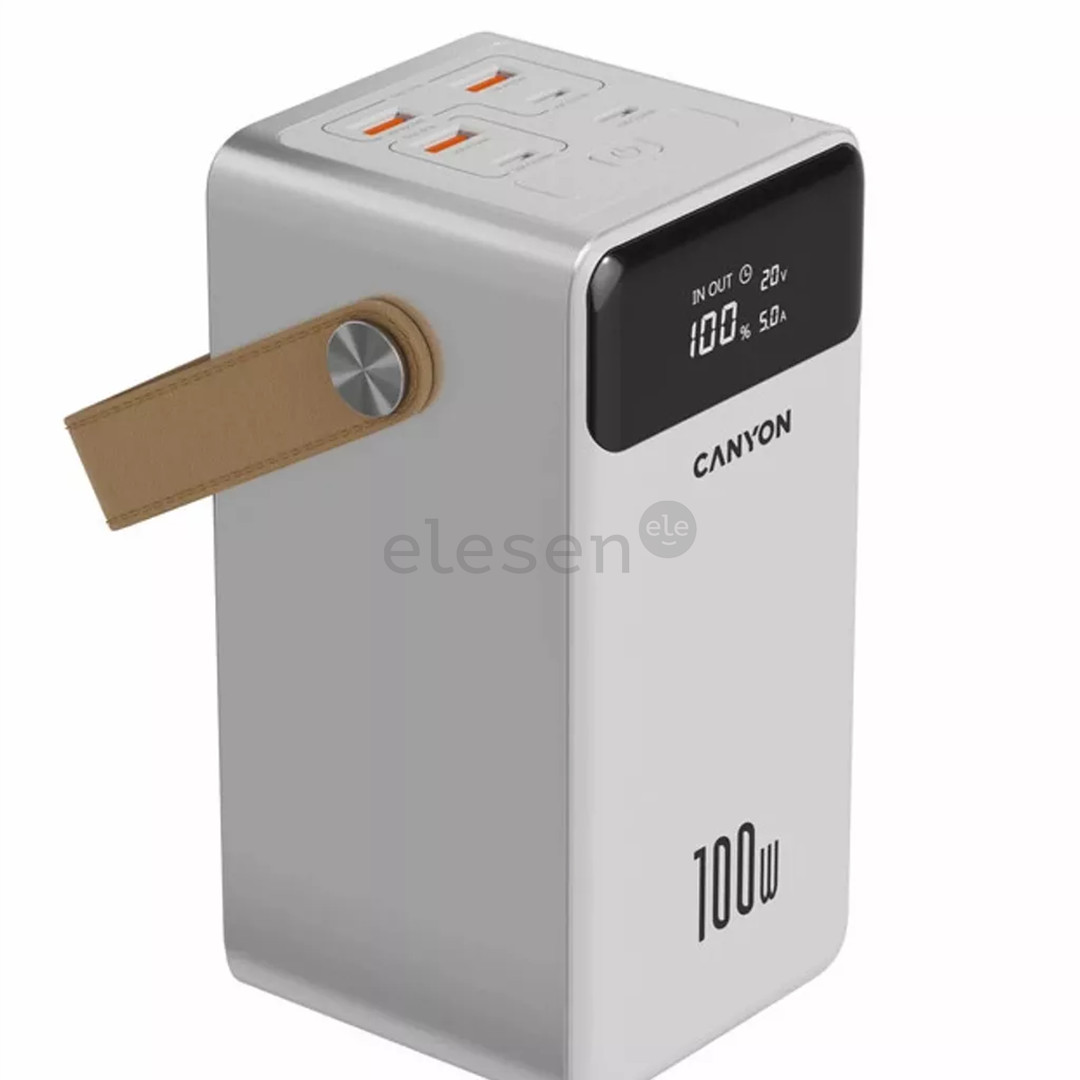 Canyon OnPower 610, 60 000 mAh, 100 W, USB-A, USB-C, balta - Išorinė baterija
