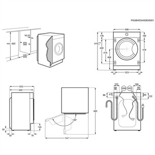 AEG 8000 Series PowerCare, 8 kg, depth 55.3 cm, 1400 rpm - Built-in washing machine