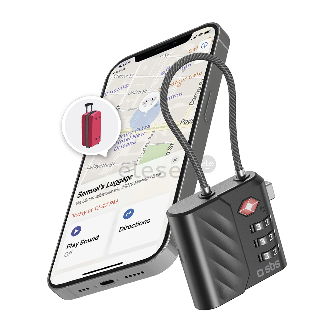 SBS FindMy lock for luggage, черный - Локализатор