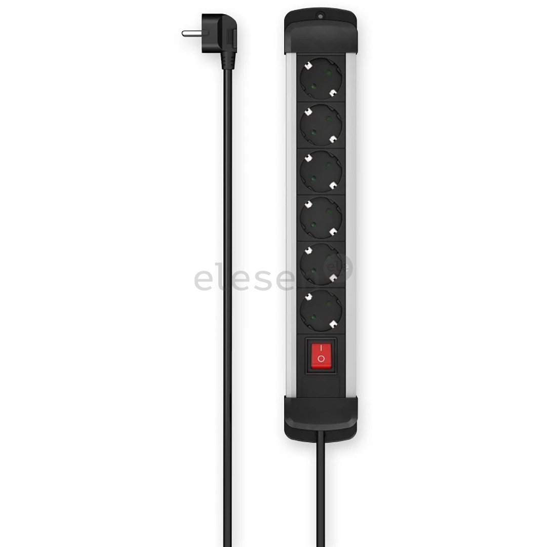 Hama Power Strip, 6-way, 1,5 m, black - Power Strip