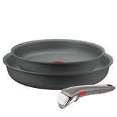 Tefal Ingenio Halo, 22/26 cm, 3 dalių, pilkas - Keptuvių rinkinys + nuimama rankena