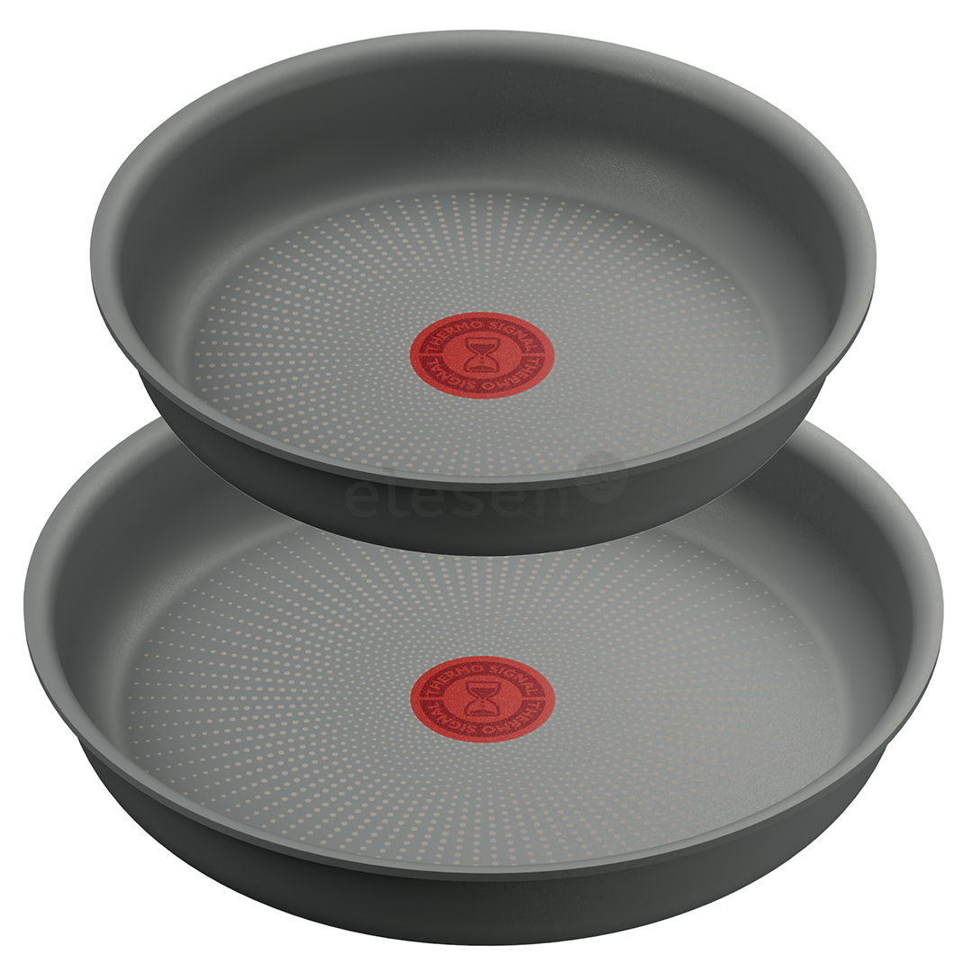 Tefal Ingenio Halo, 22/26 cm, 3 dalių, pilkas - Keptuvių rinkinys + nuimama rankena