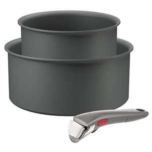 Tefal Ingenio Halo, 16/20 cm, 3 dalių, pilkas - Puodų rinkinys + nuimama rankena L8019453