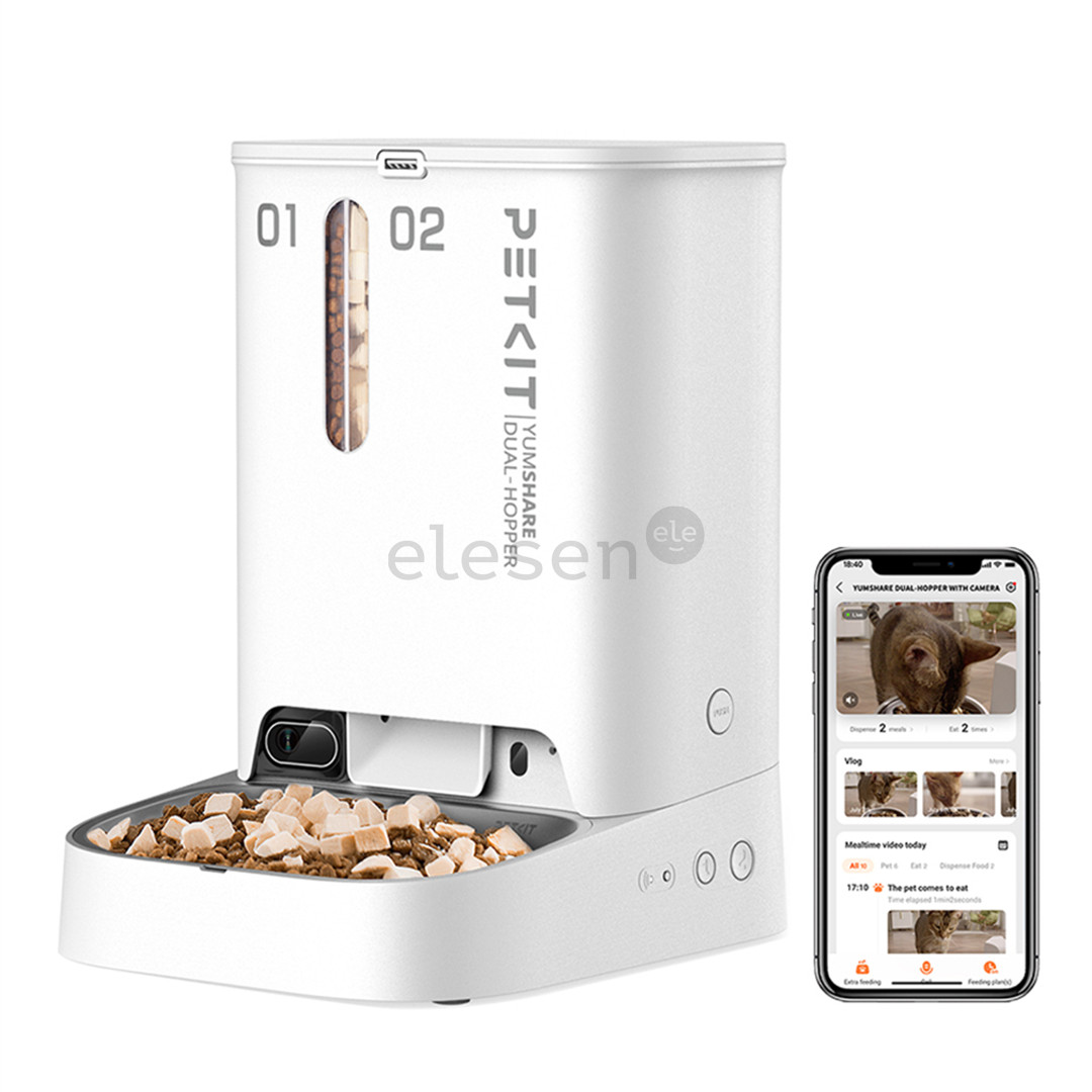 Petkit YumShare Dual-hopper, белый - Автоматическая кормушка для домашних животных с камерой