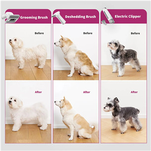 Petkit FurWaker 5-in-1 (AirClipper), su siurbliu, baltas/pilkas - Gyvūnų priežiūros įrenginys