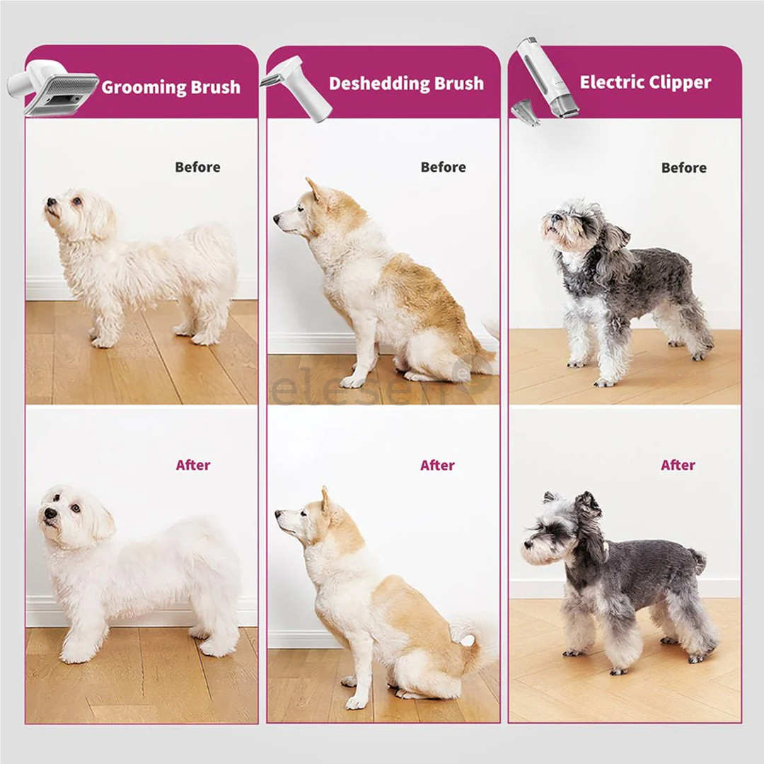 Petkit FurWaker 5-in-1 (AirClipper), su siurbliu, baltas/pilkas - Gyvūnų priežiūros įrenginys