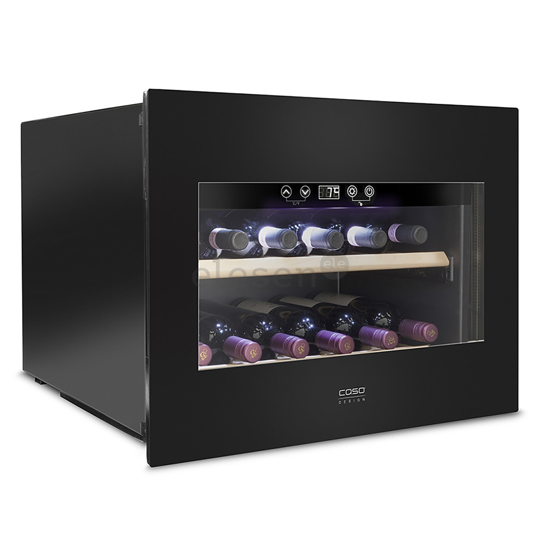Caso WineDeluxe E 18, 18 butelių, aukštis 46 cm, juodas - Įmontuojamas vyno šaldytuvas