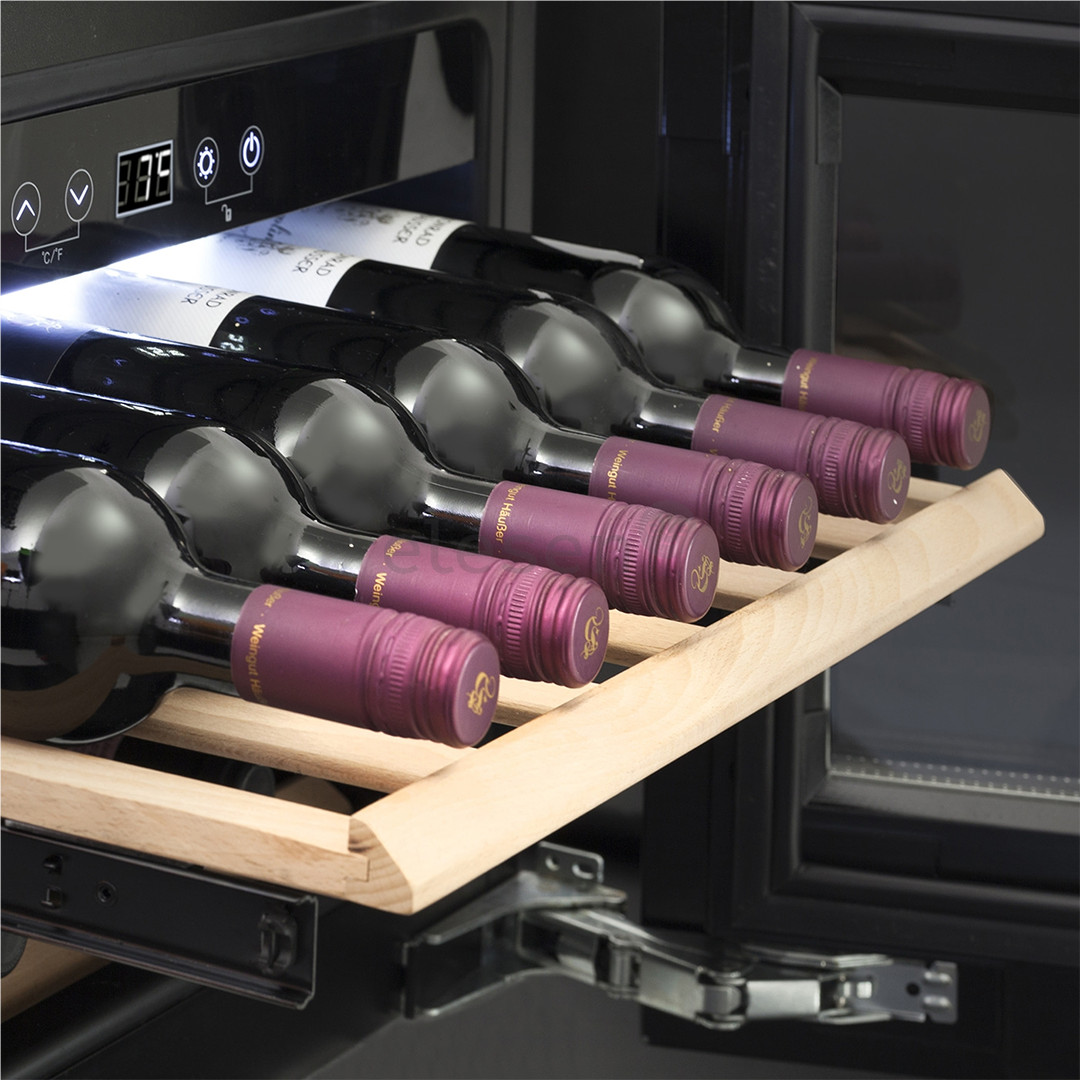 Caso WineDeluxe E 18, 18 butelių, aukštis 46 cm, juodas - Įmontuojamas vyno šaldytuvas