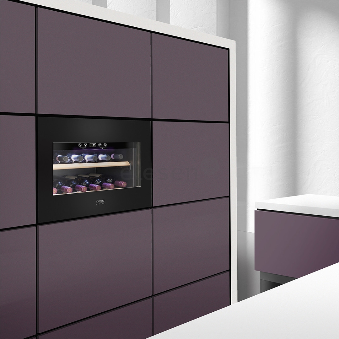 Caso WineDeluxe E 18, 18 butelių, aukštis 46 cm, juodas - Įmontuojamas vyno šaldytuvas