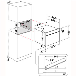 Whirlpool, 48 L, black - Built-in oven
