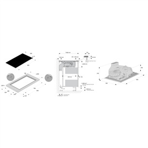 Asko, plotis 83 cm, juoda - Įmontuojama kaitlentė su gartraukiu