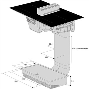 Asko, plotis 83 cm, juoda - Įmontuojama kaitlentė su gartraukiu