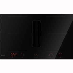 Asko, plotis 83 cm, juoda - Įmontuojama kaitlentė su gartraukiu