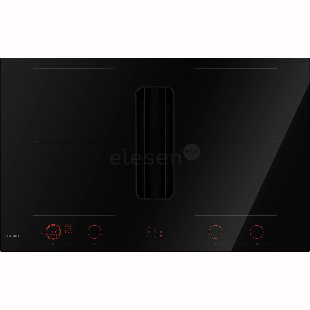 Asko, plotis 83 cm, juoda - Įmontuojama kaitlentė su gartraukiu