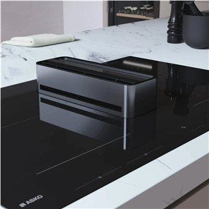 Asko, plotis 83 cm, juoda - Įmontuojama kaitlentė su gartraukiu