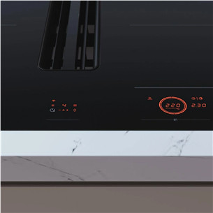 Asko, plotis 83 cm, juoda - Įmontuojama kaitlentė su gartraukiu