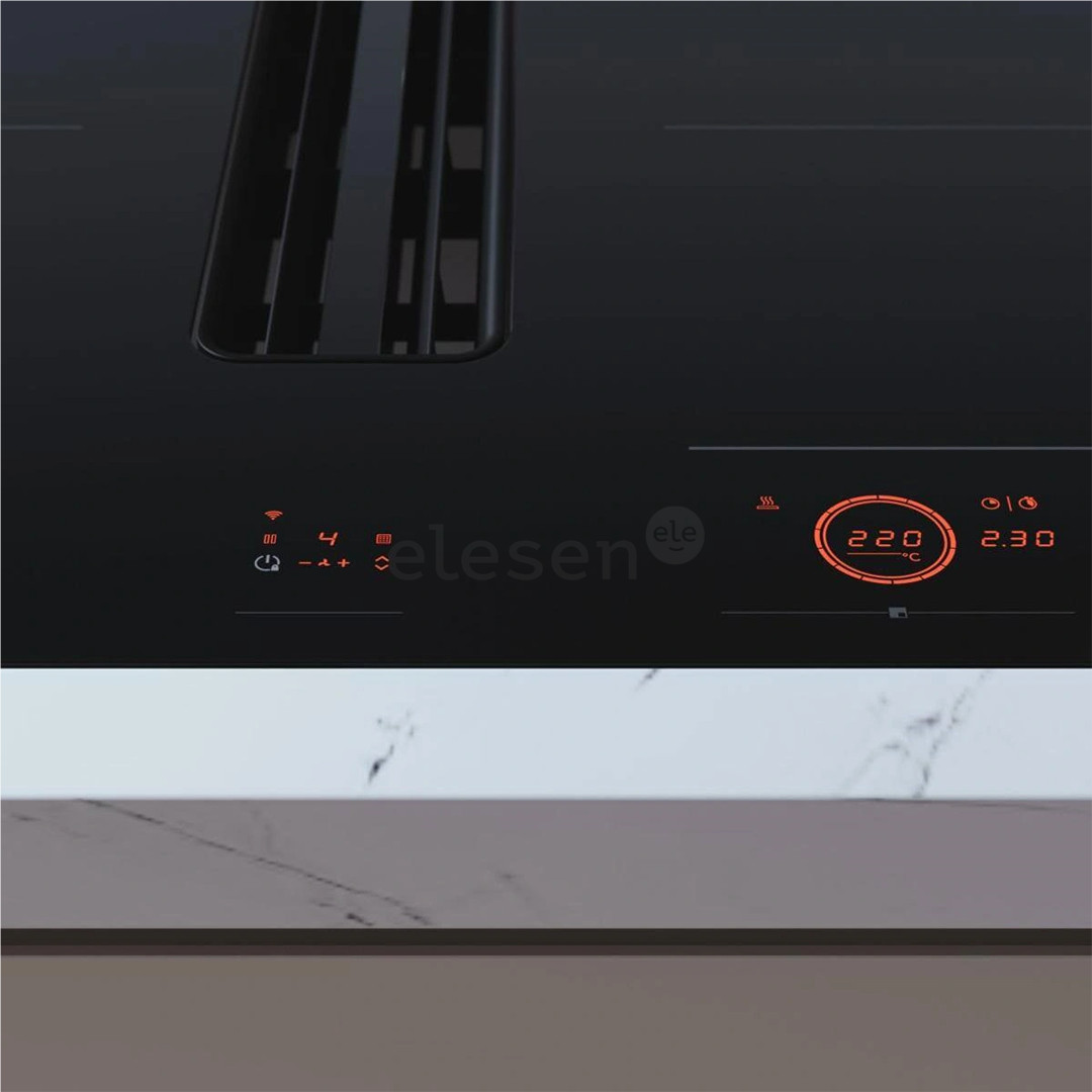 Asko, plotis 83 cm, juoda - Įmontuojama kaitlentė su gartraukiu