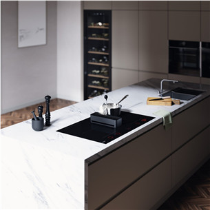 Asko, plotis 83 cm, juoda - Įmontuojama kaitlentė su gartraukiu