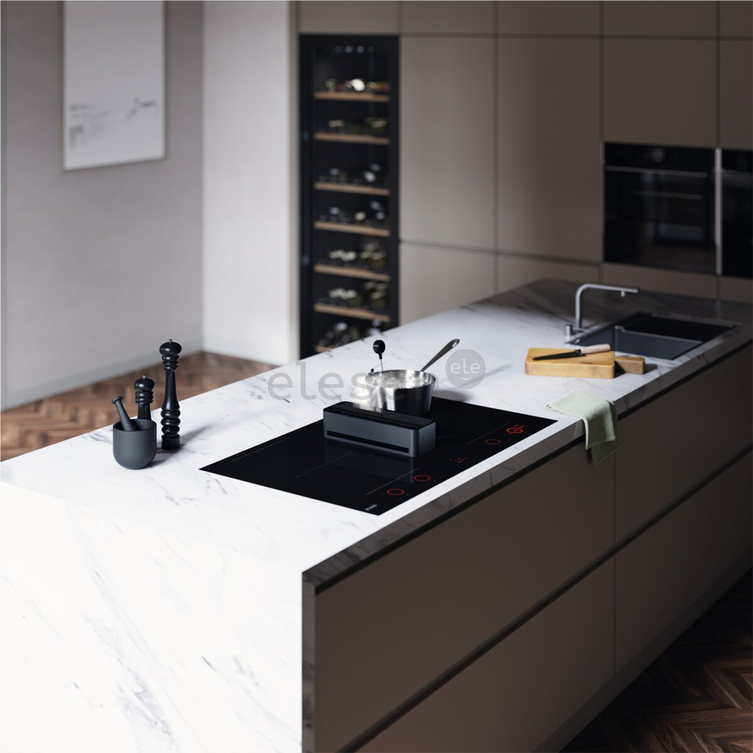 Asko, plotis 83 cm, juoda - Įmontuojama kaitlentė su gartraukiu