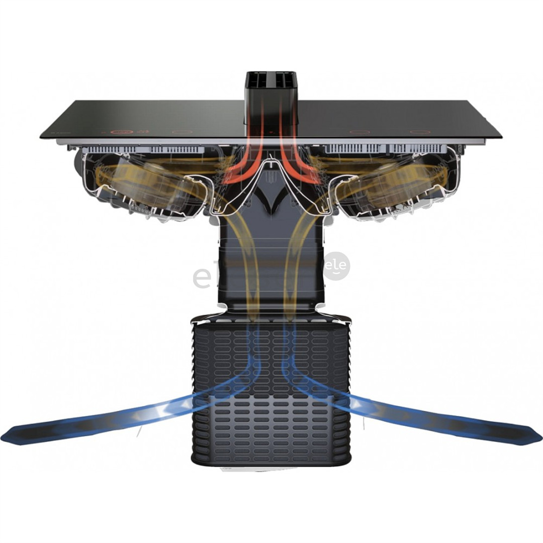 Asko, plotis 83 cm, juoda - Įmontuojama kaitlentė su gartraukiu