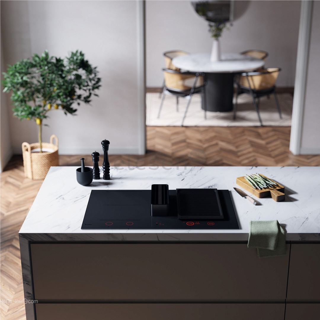 Asko, plotis 83 cm, juoda - Įmontuojama kaitlentė su gartraukiu